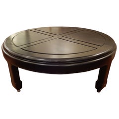Ebonized Custom Solid Wood Low Coffee Table 1970s 