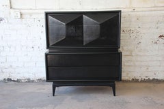 Ebonized Diamond Front Highboy Dresser by United