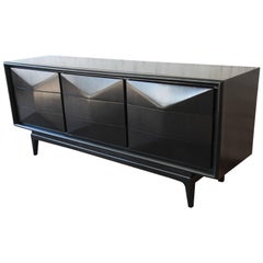 Ebonized Diamond Front Triple-Dresser or Credenza by United