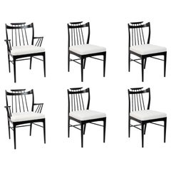 1950s Black & White Dining Chairs After Edmond Spence