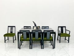 Ebonized Dining Set in Olive Velvet by Edward Wormley, Dunbar, 1950's