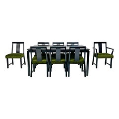 Ebonized Dining Set in Olive Velvet by Edward Wormley, Dunbar, 1950's