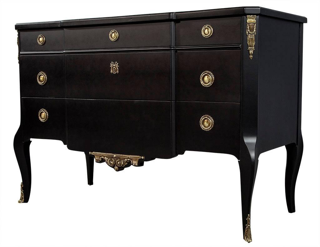 Ebonized Directoire Chest with Bronze Mounts by Ruder of New York City In Excellent Condition In North York, ON