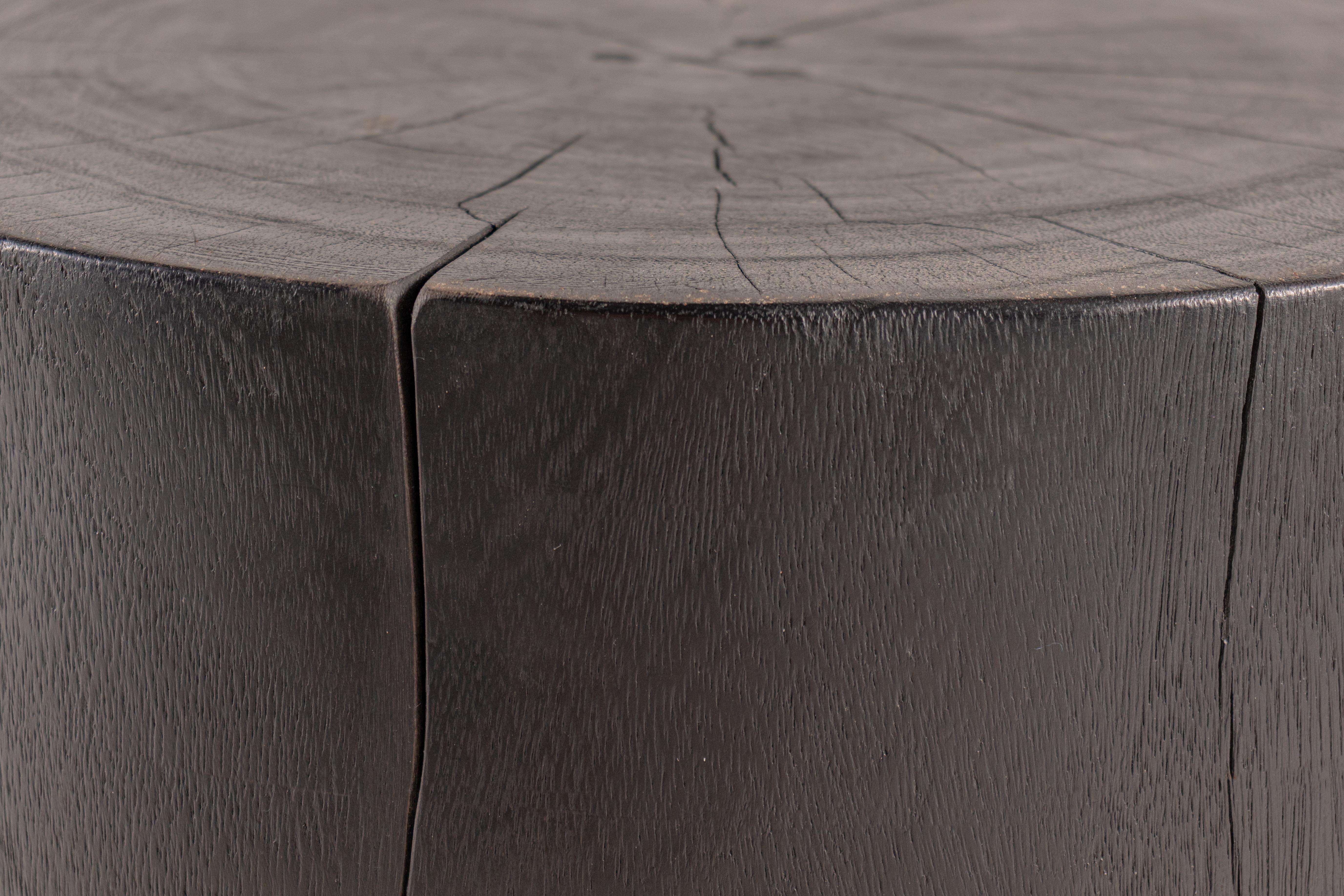 American Ebonized Drum Form End Table