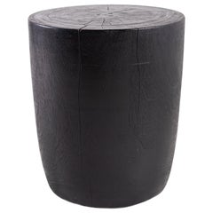 Ebonized Drum Form End Table