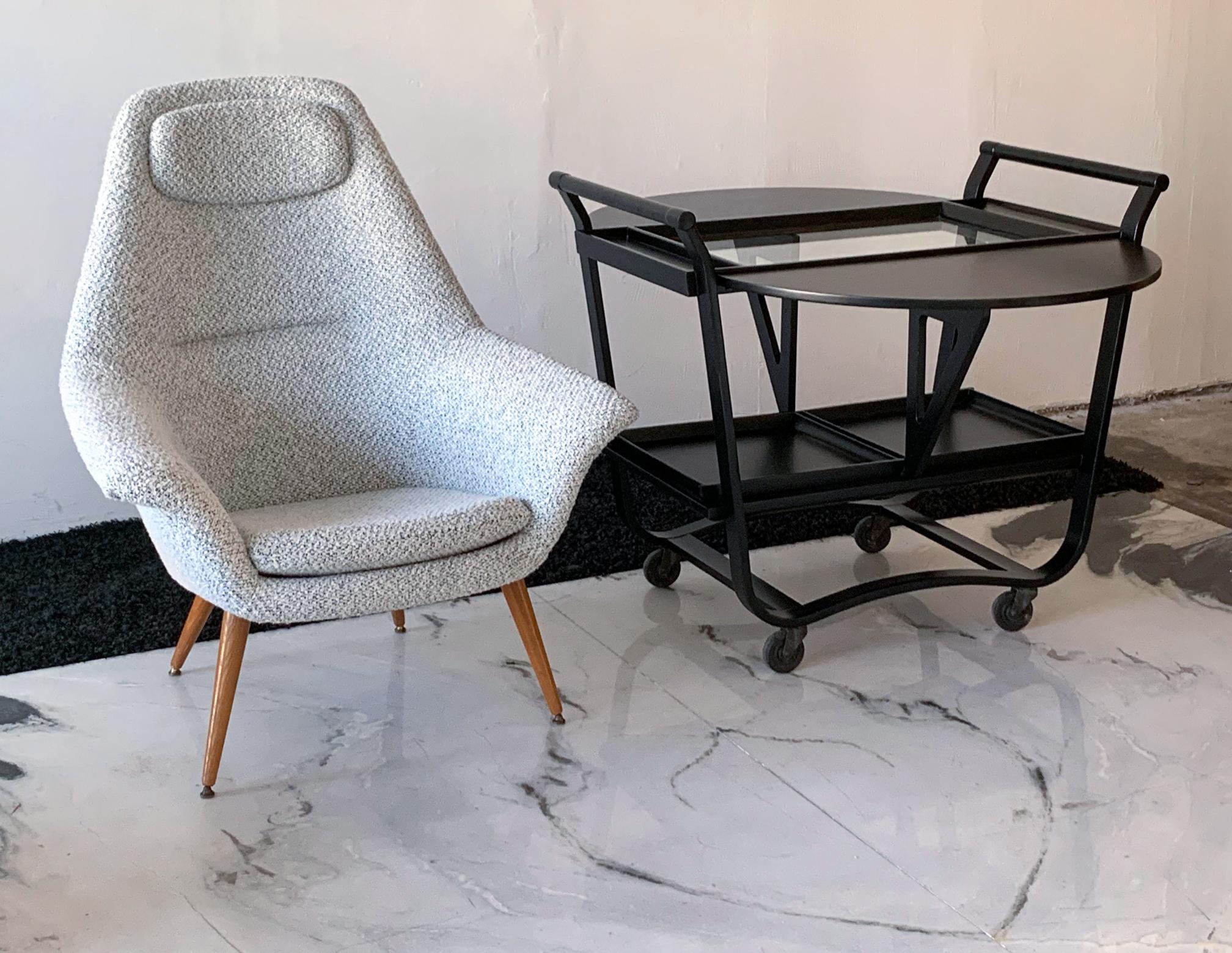 Mid-Century Modern Ebonized Edward Wormley Betwood Bar Cart for Dunbar, 1950s