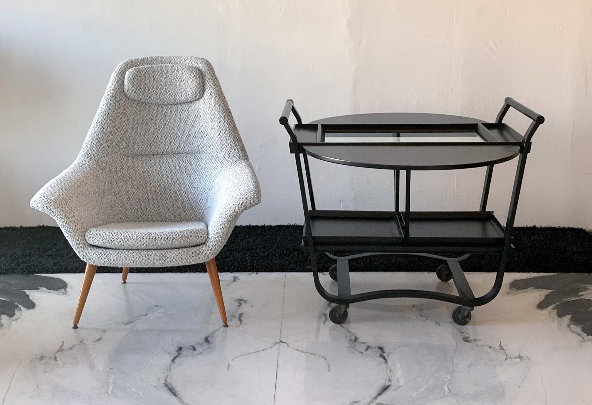 American Ebonized Edward Wormley Betwood Bar Cart for Dunbar, 1950s
