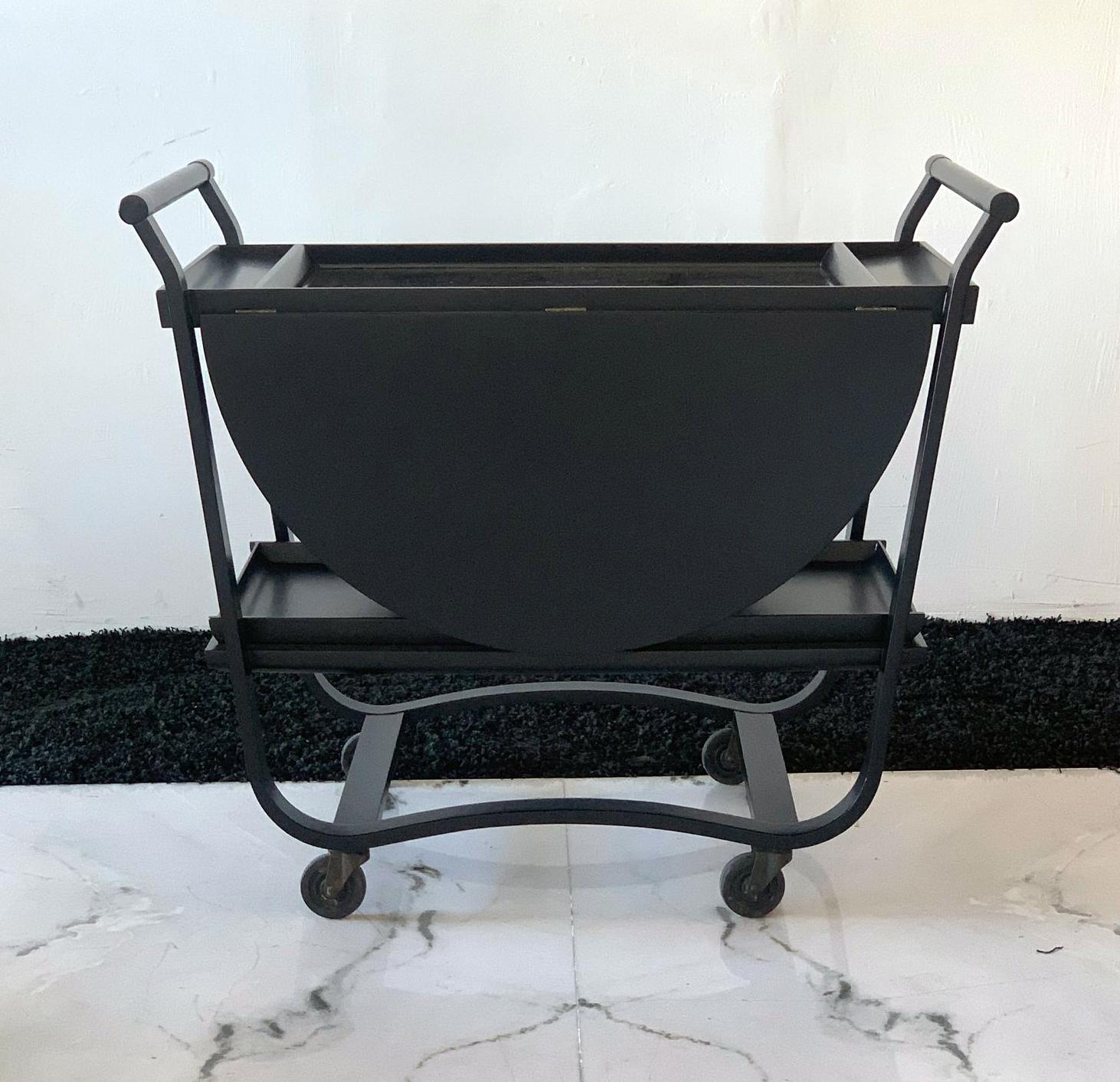 Bentwood Ebonized Edward Wormley Betwood Bar Cart for Dunbar, 1950s
