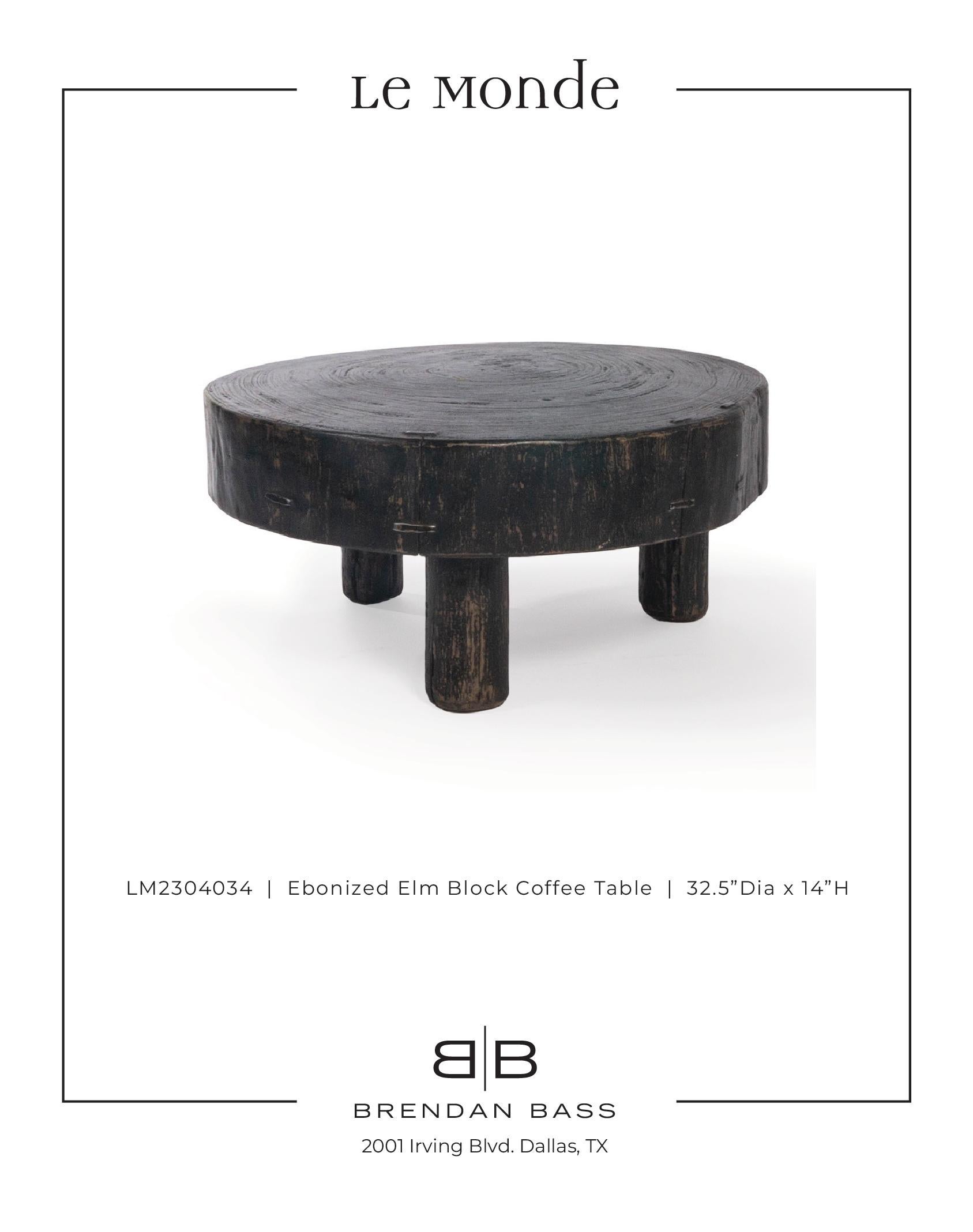 20th Century Ebonized Elm Block Coffee Table