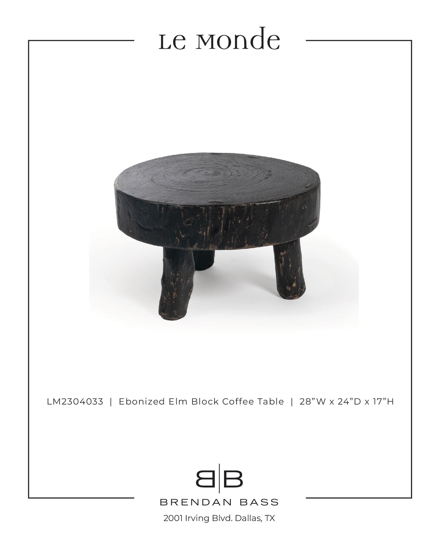20th Century Ebonized Elm Block Coffee Table