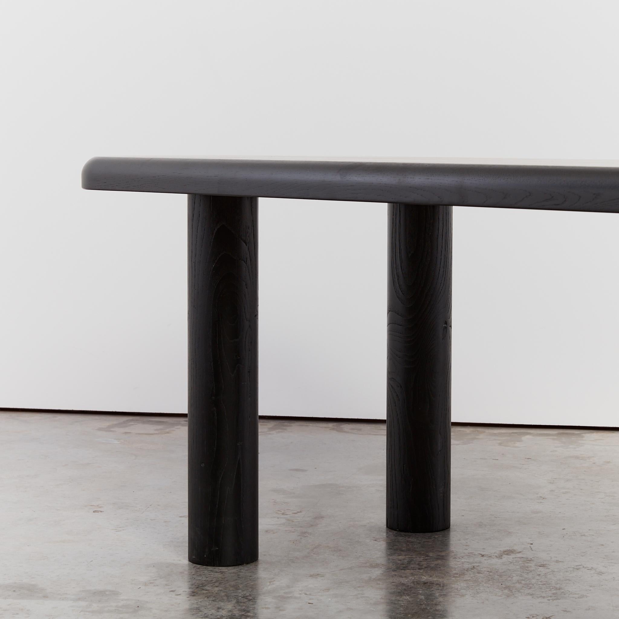 Ebonized Elm Dining Table with Column Legs 7