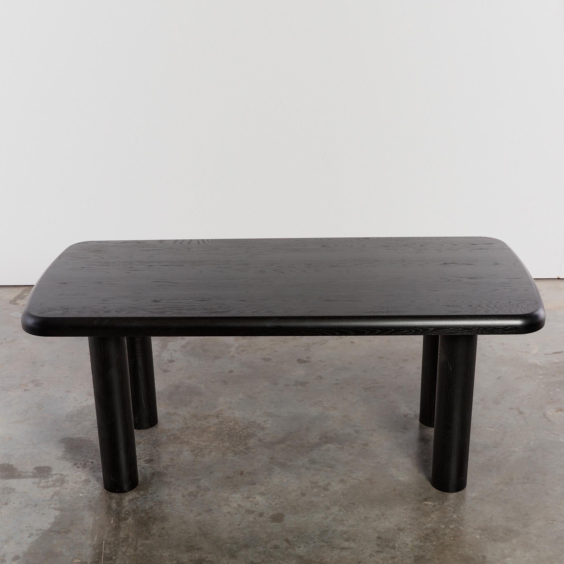 Ebonized Elm Dining Table with Column Legs 1