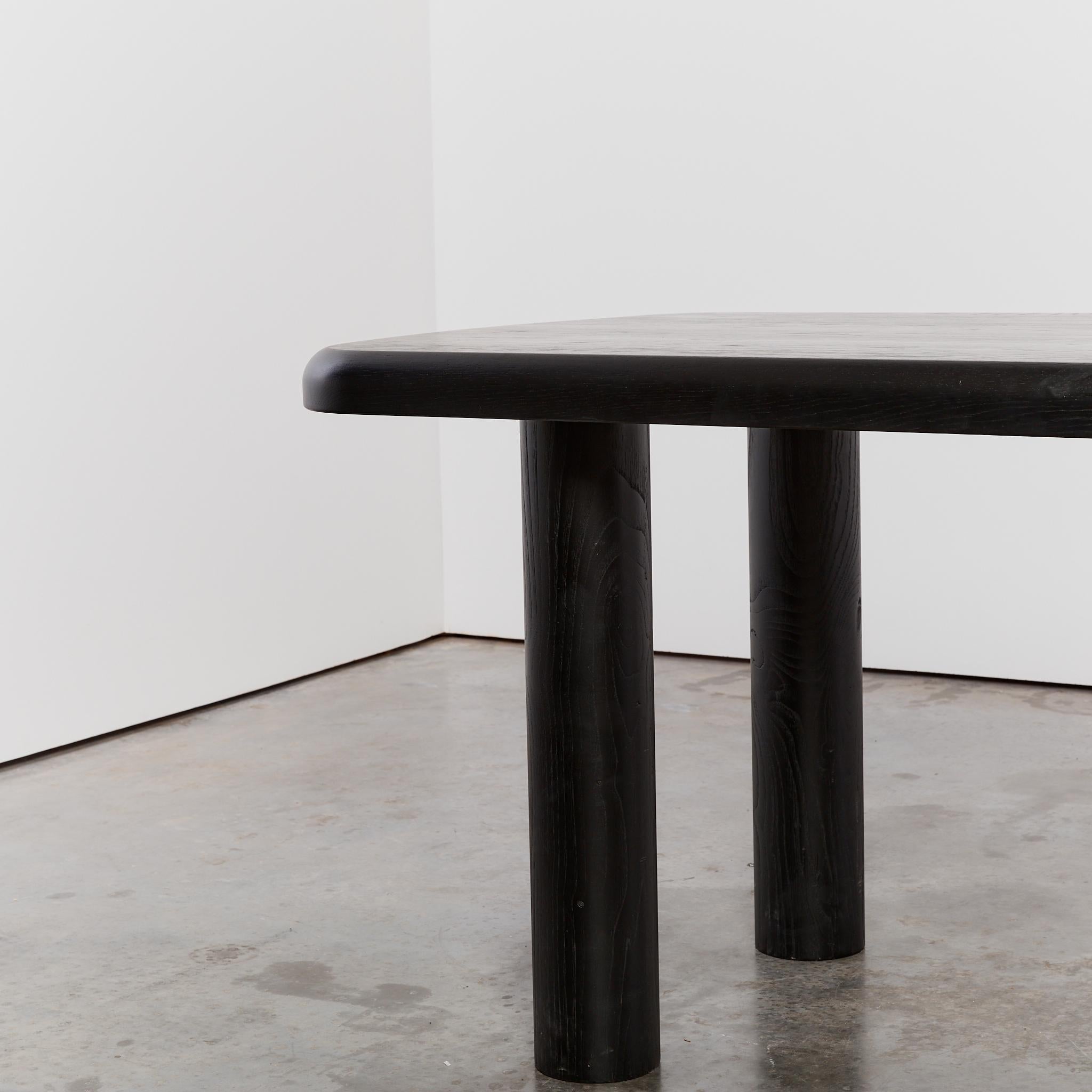 Ebonized Elm Dining Table with Column Legs 3