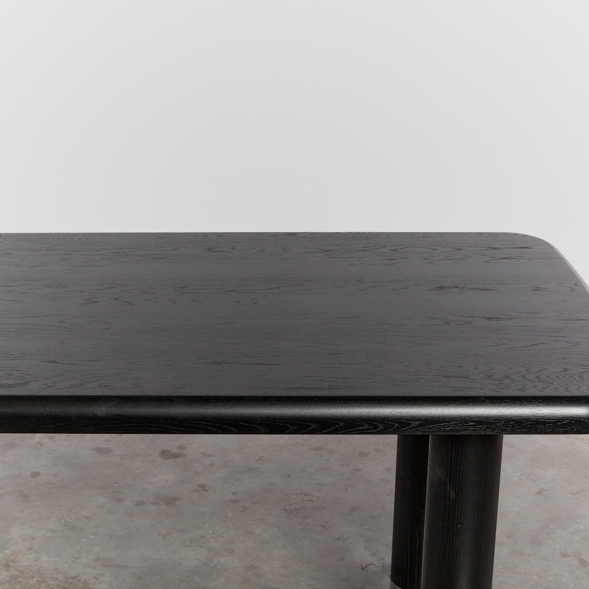 Ebonized Elm Dining Table with Column Legs 4