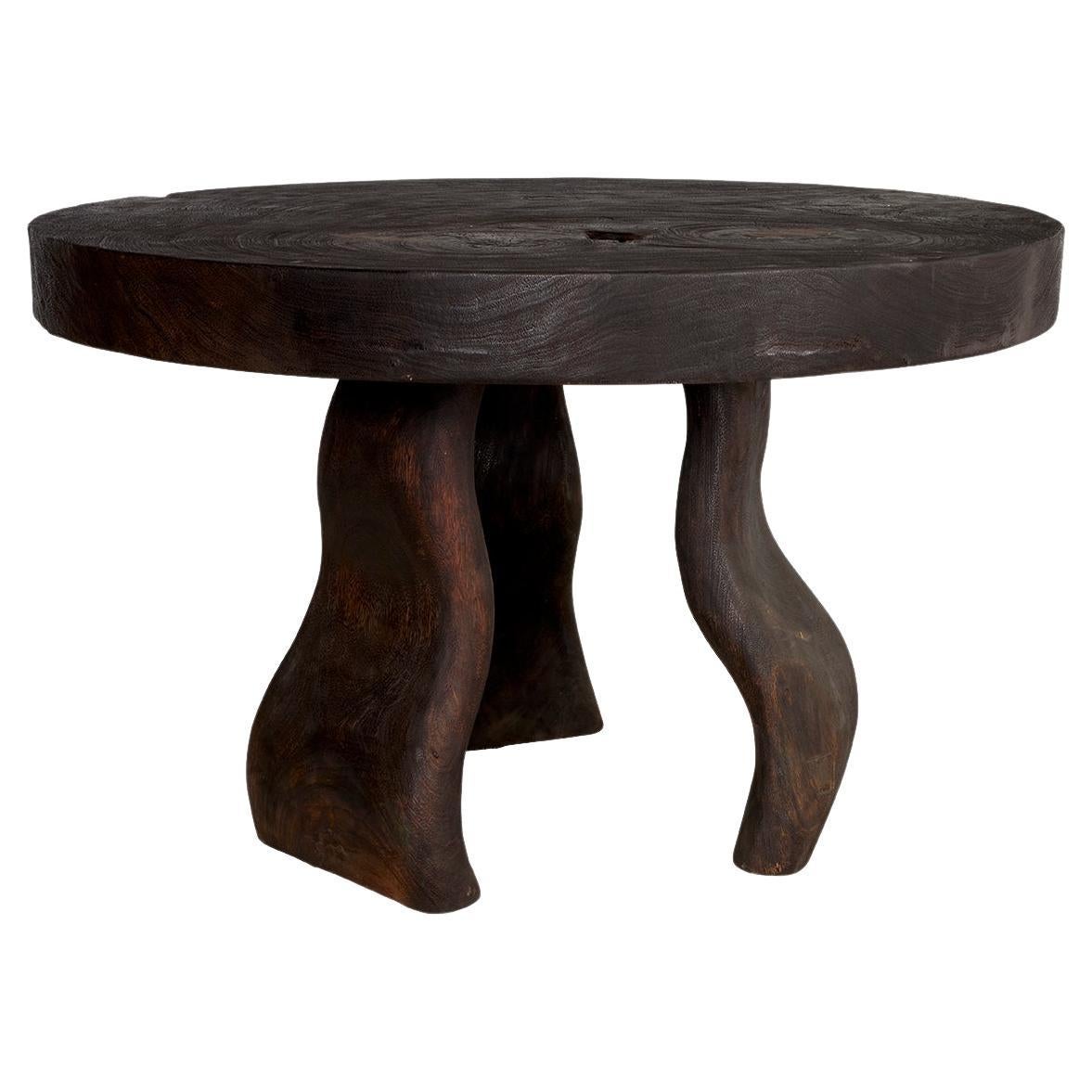 Ebonized Elm Organic Form Center Table For Sale