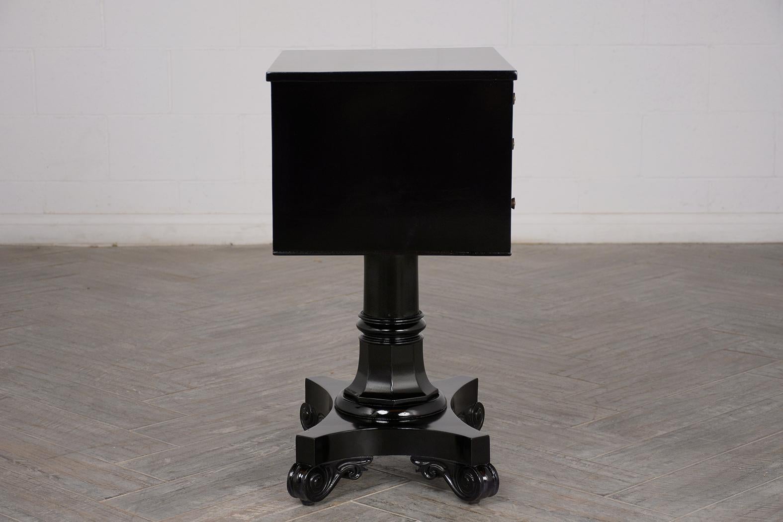 Hand-Carved Antique Ebonized Empire Style Side Table