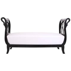 Ebonized Empire Sofa with Swan Décor, France, early 19th Century