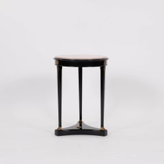 Ebonized Empire Style White Marble Side Table