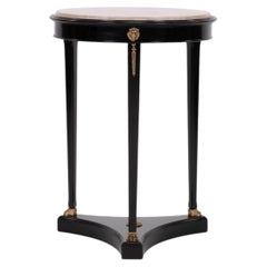 Ebonized Empire Style White Marble Side Table