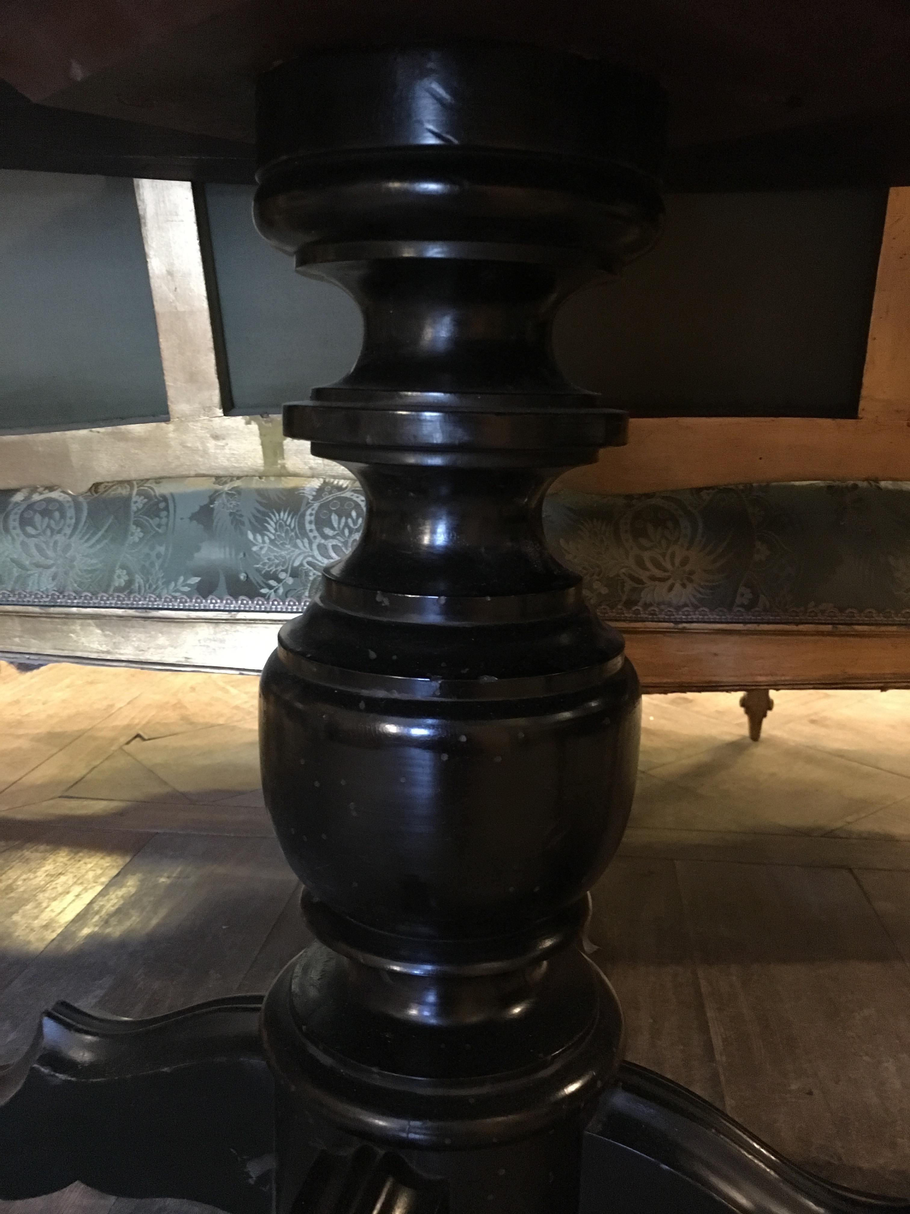 Ebonized English Table with Carrara Marble Top from 1890s 10