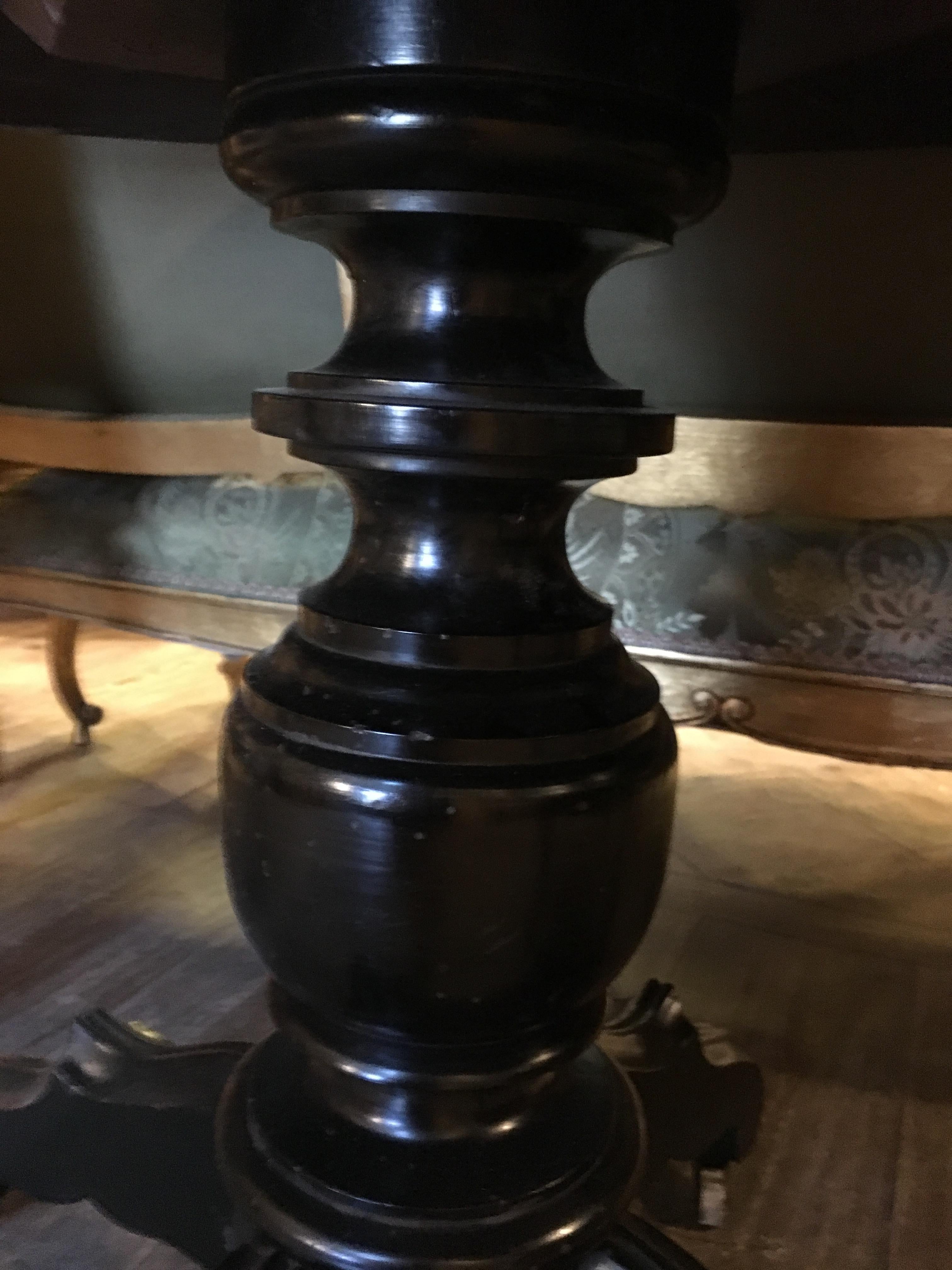 Ebonized English Table with Carrara Marble Top from 1890s 11