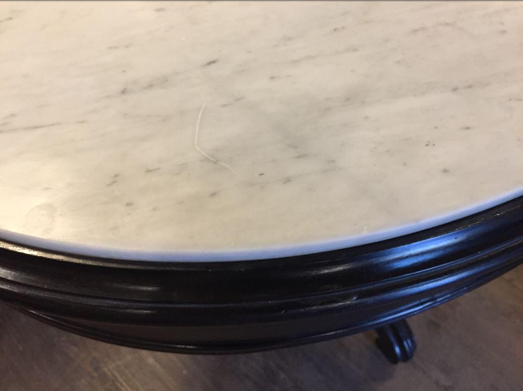 Ebonized English Table with Carrara Marble Top from 1890s 3