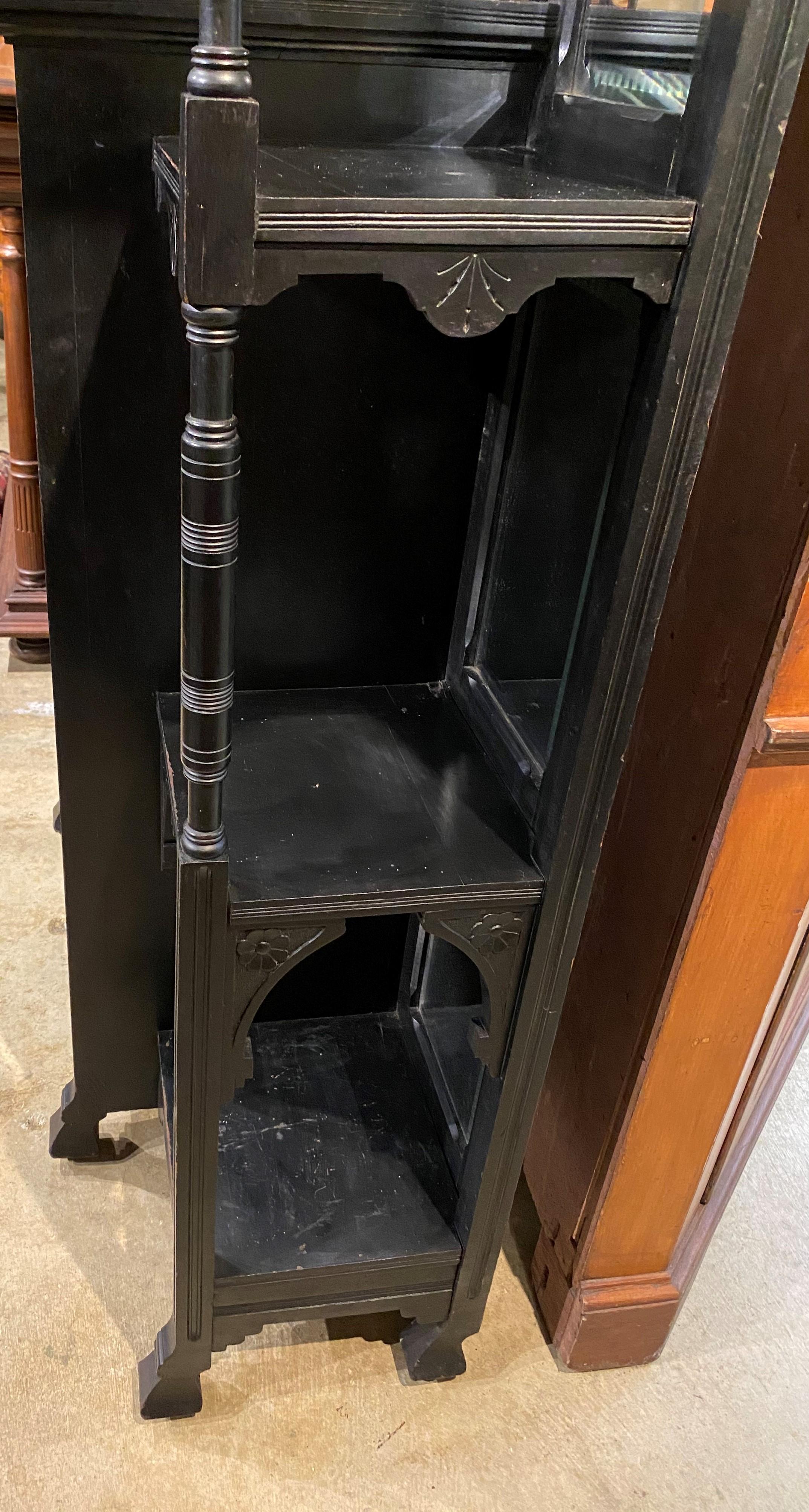 Ebonized Étagère Cabinet with Owl Crest Attributed to Bancroft & Dyer circa 1885 1
