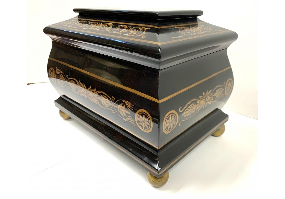 Neoclassical Ebonized Footed Box With Gold Embellishments