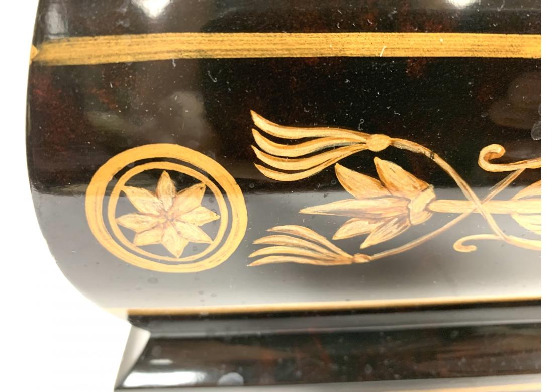 20th Century Ebonized Footed Box With Gold Embellishments