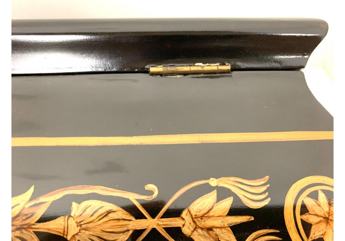 Wood Ebonized Footed Box With Gold Embellishments