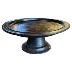 Ebonized Footed Wooden Platter, Indonesia, 1920s
