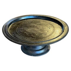 Antique Ebonized Footed Wooden Platter, Indonesia, 1920s