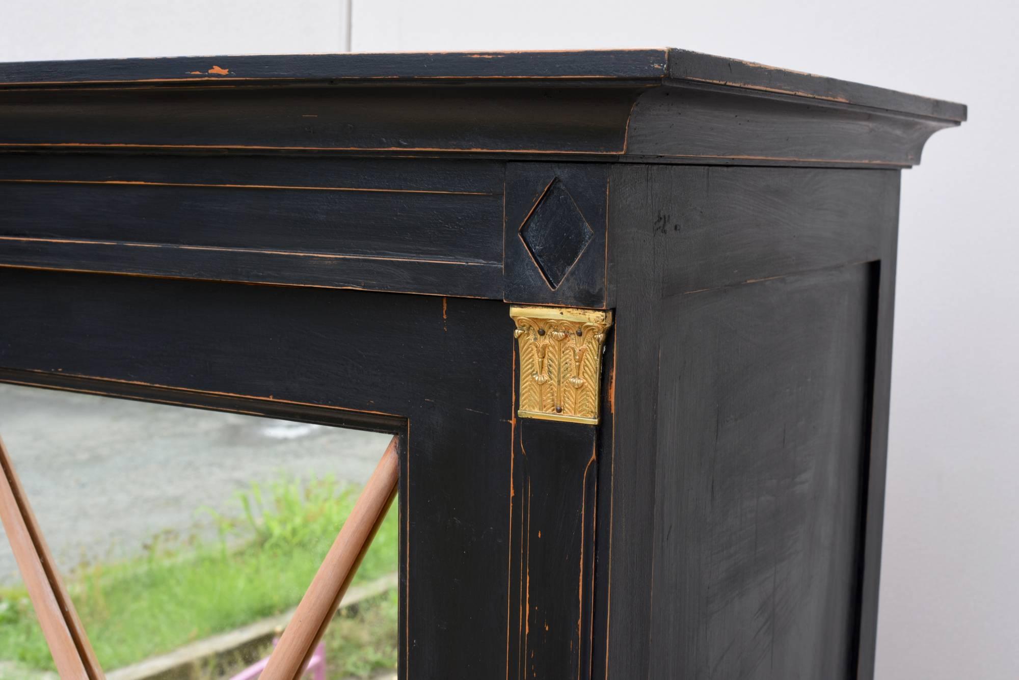 Brass Ebonized French Bar Cabinet in the Neoclassical Style