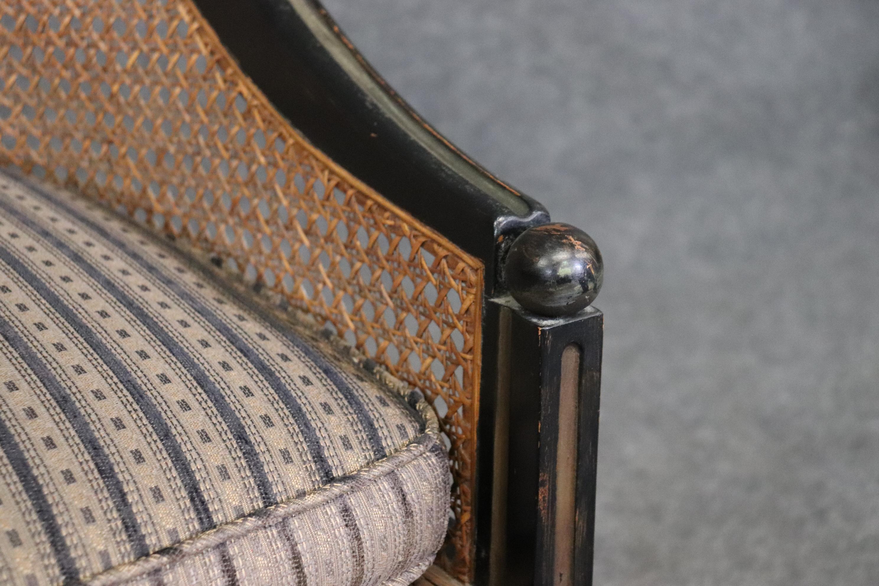 Ebonisierte Französisch Cane zurück Louis XVI Stil Lounge Stuhl im Angebot 5