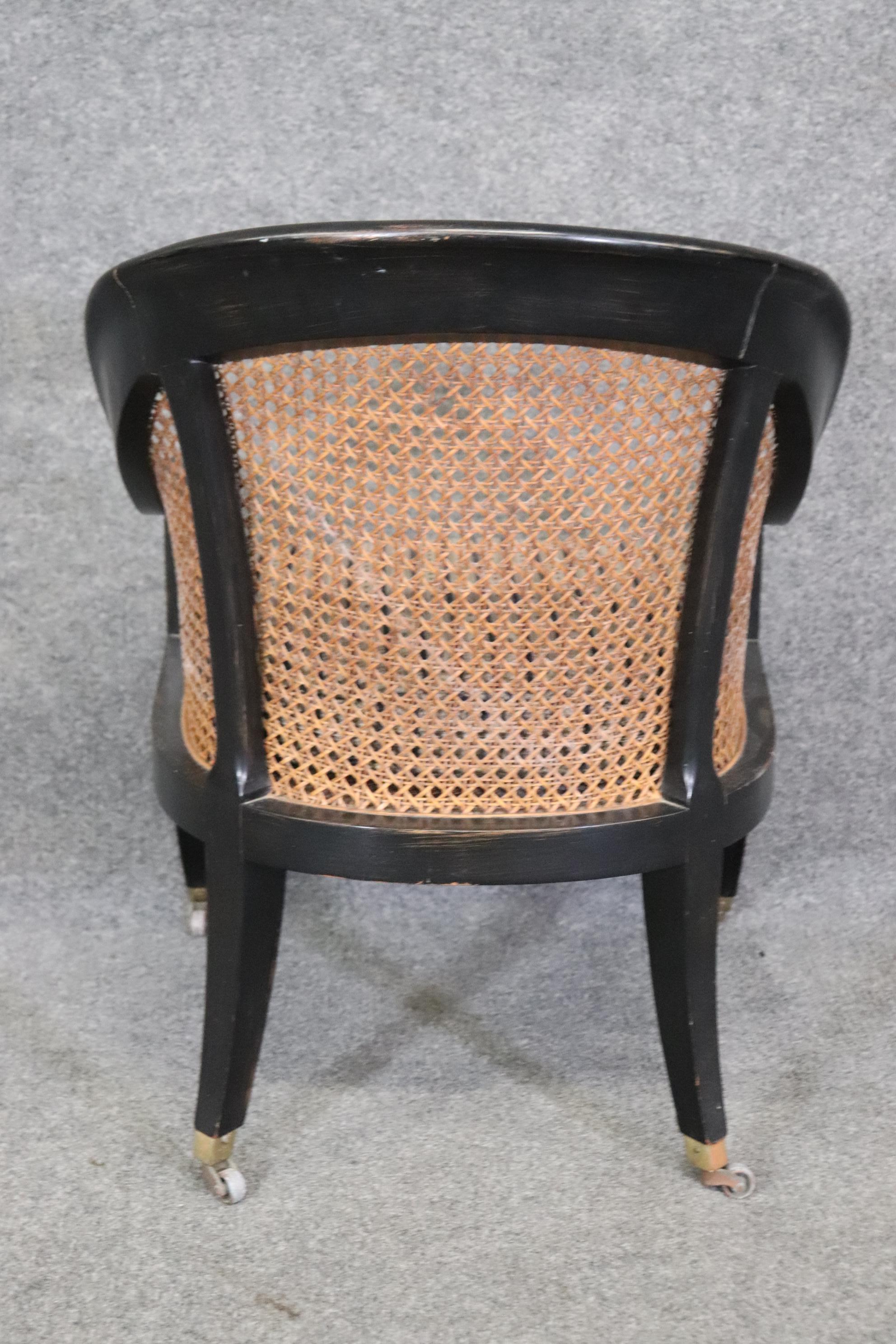 Ebonisierte Französisch Cane zurück Louis XVI Stil Lounge Stuhl im Angebot 1