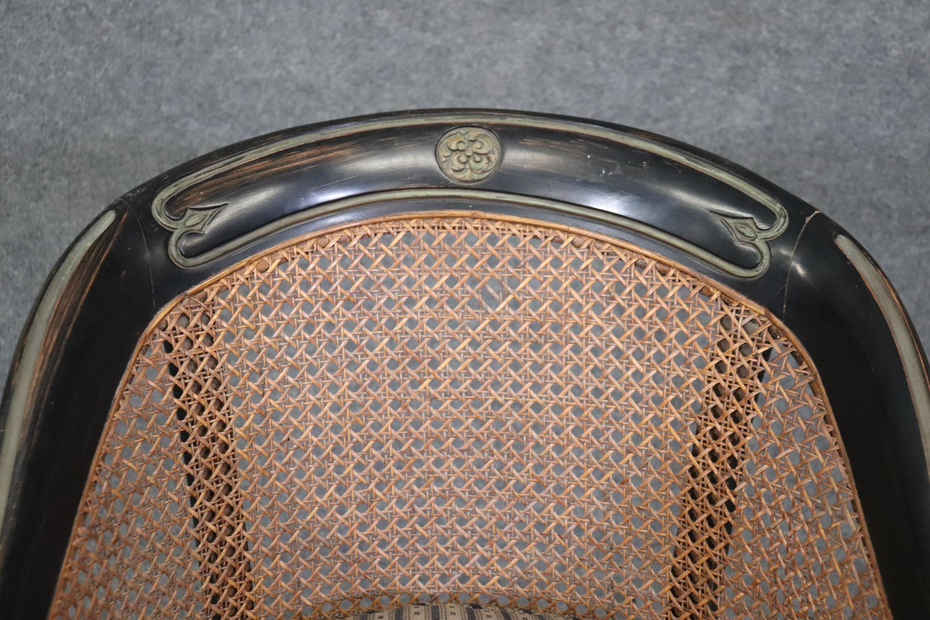 Ebonisierte Französisch Cane zurück Louis XVI Stil Lounge Stuhl im Angebot 3