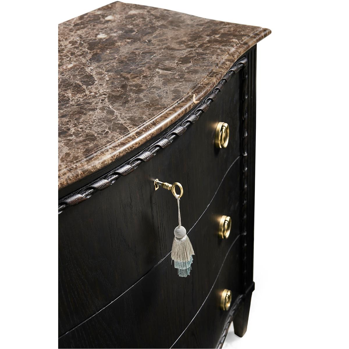 Ebonized French Marble Top Chest For Sale 4