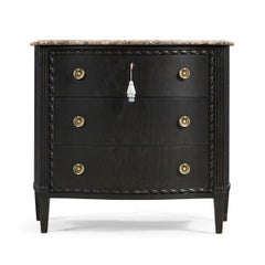 Ebonized French Marble Top Chest