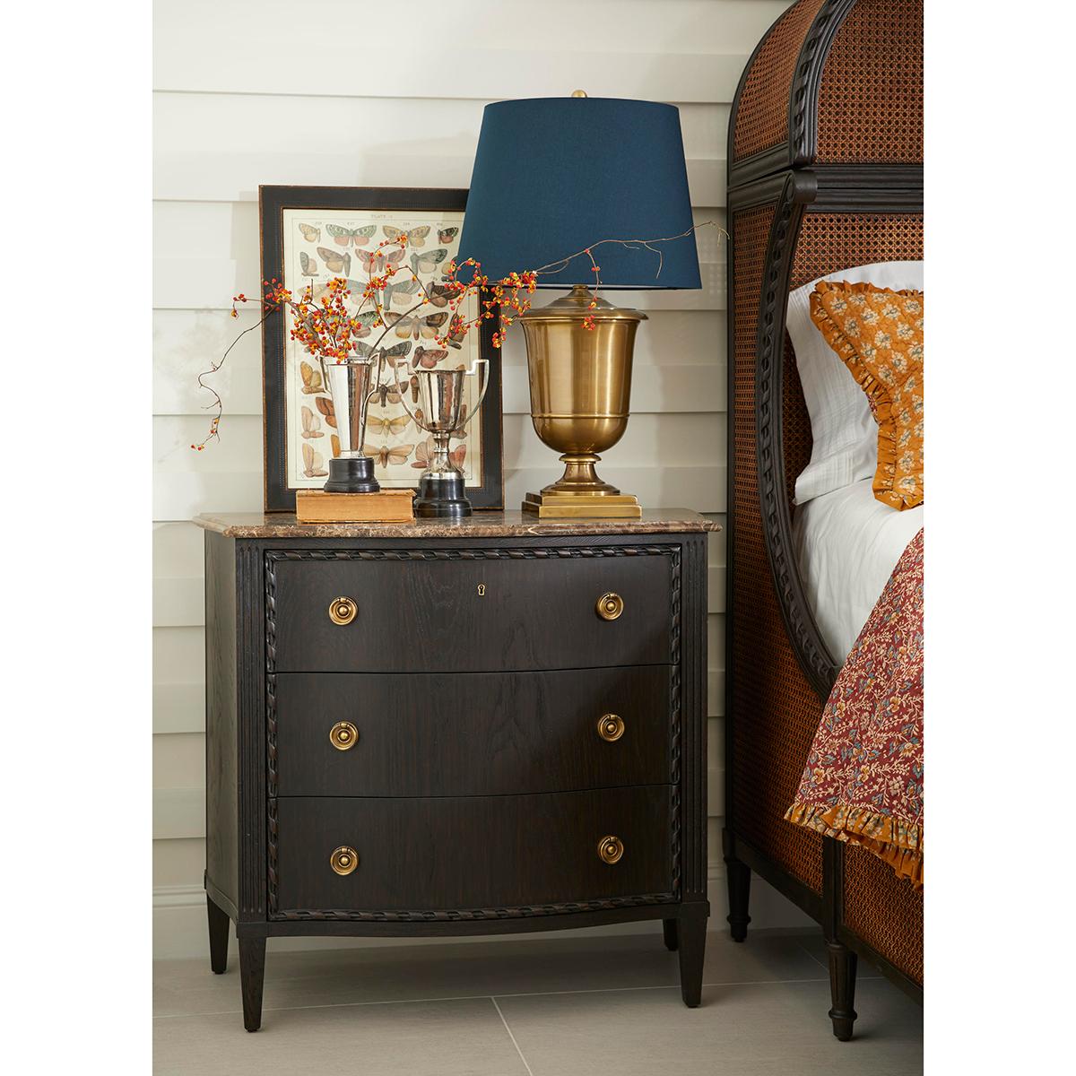 Stone Ebonized French Marble Top Chest For Sale