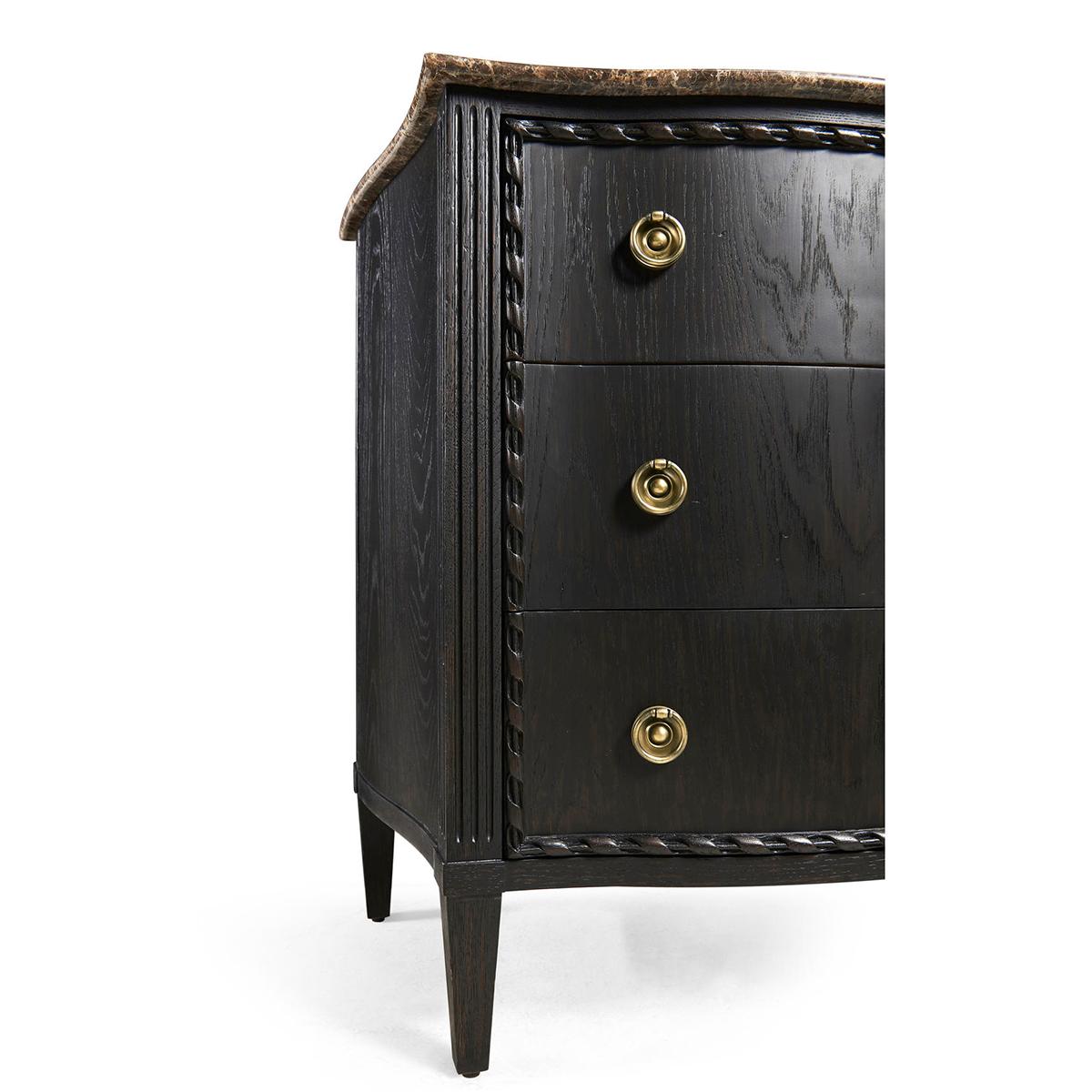 Ebonized French Marble Top Chest For Sale 2