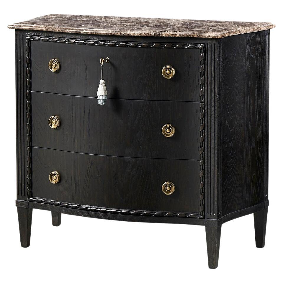 Ebonized French Marble Top Chest For Sale
