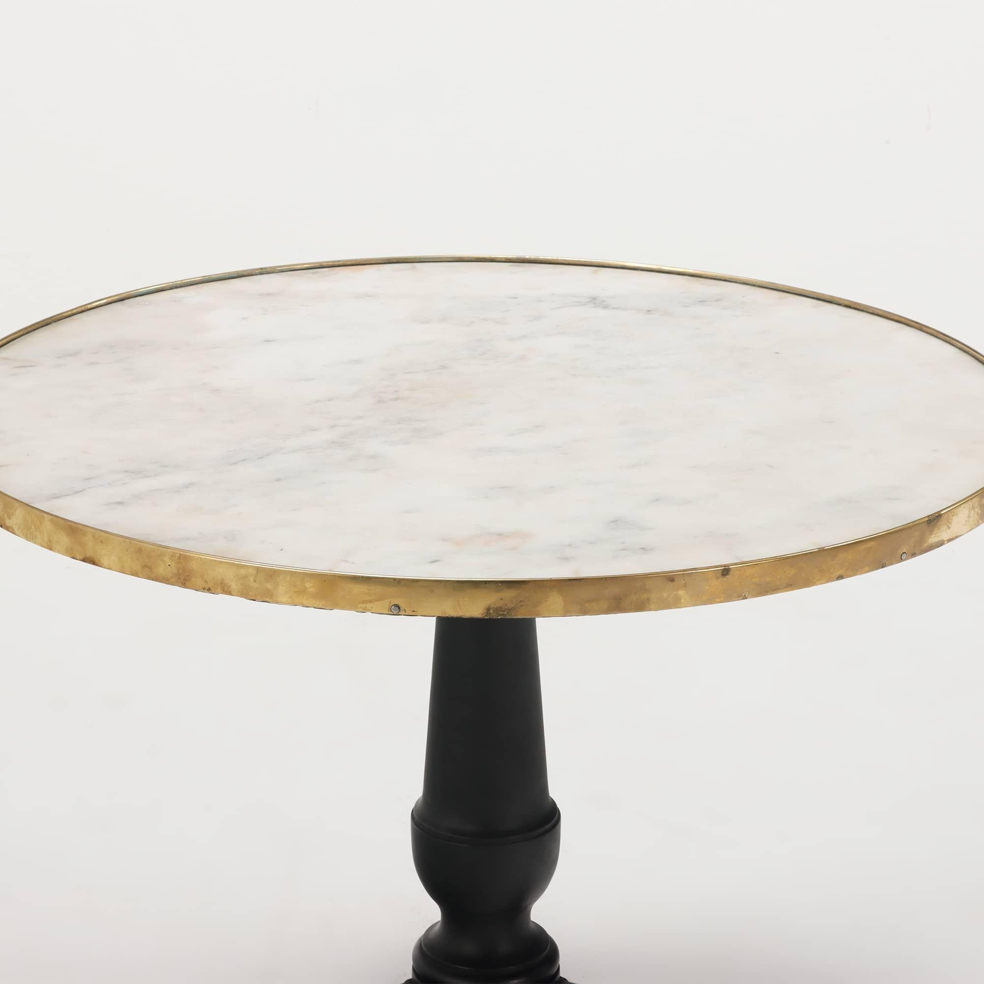 Ebonized French marble top occasional table circa 1880. In Good Condition For Sale In Philadelphia, PA