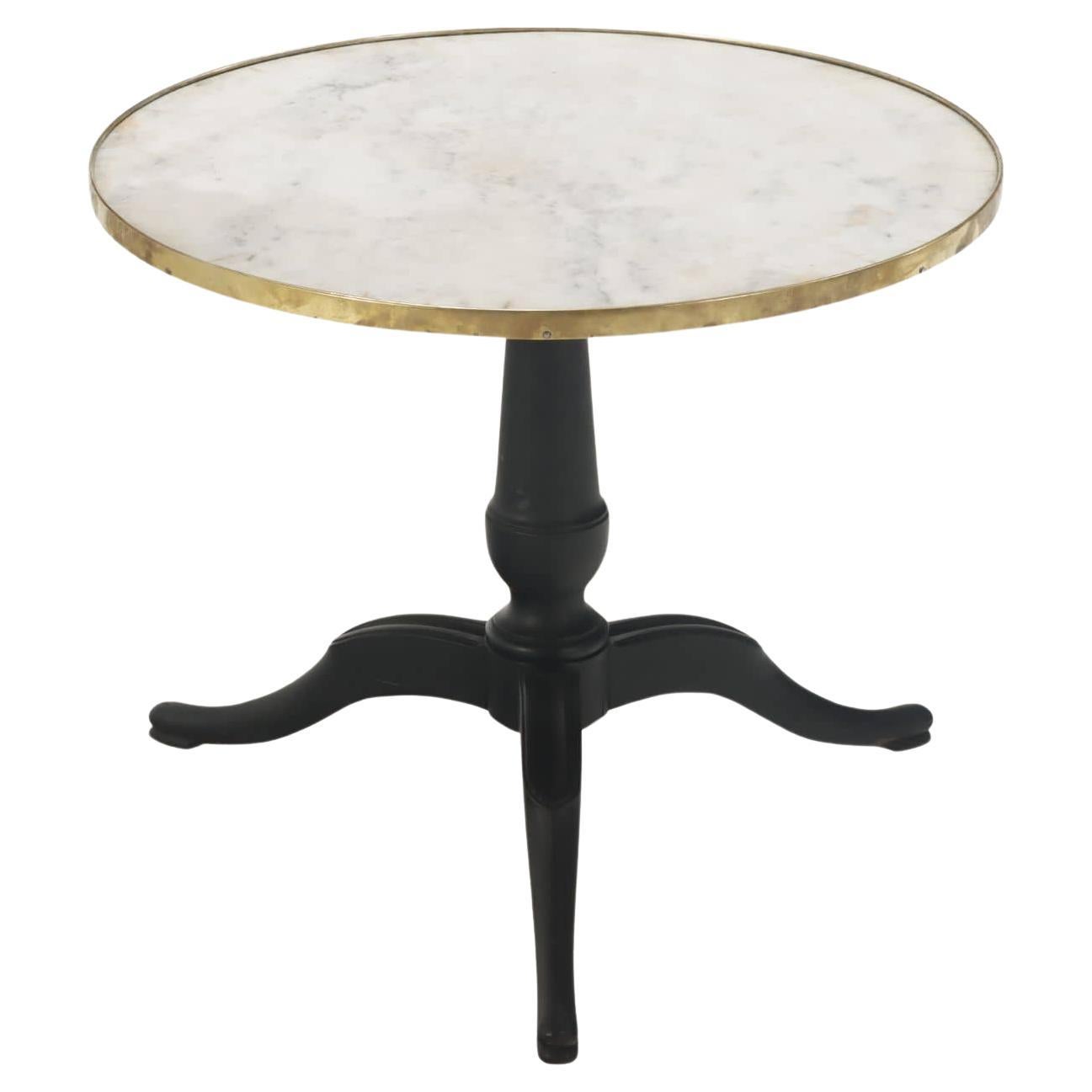 Ebonized French marble top occasional table circa 1880. For Sale