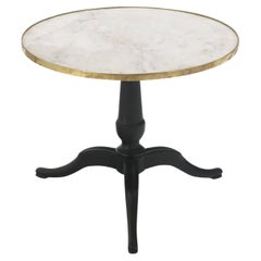 Antique Ebonized French marble top occasional table circa 1880.