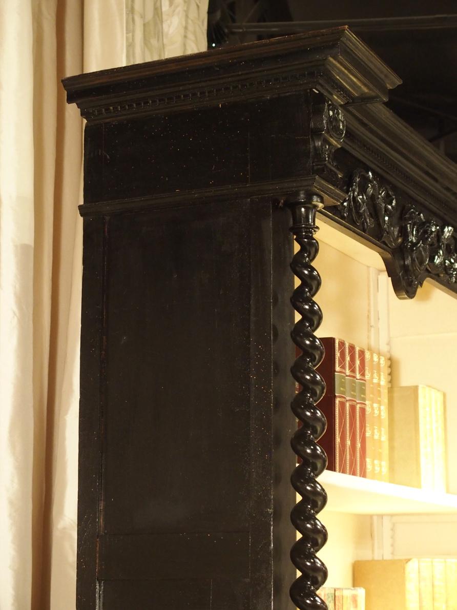 Ebonized French Napoleon III Open Bookcase with Turned Columns, circa 1860 10