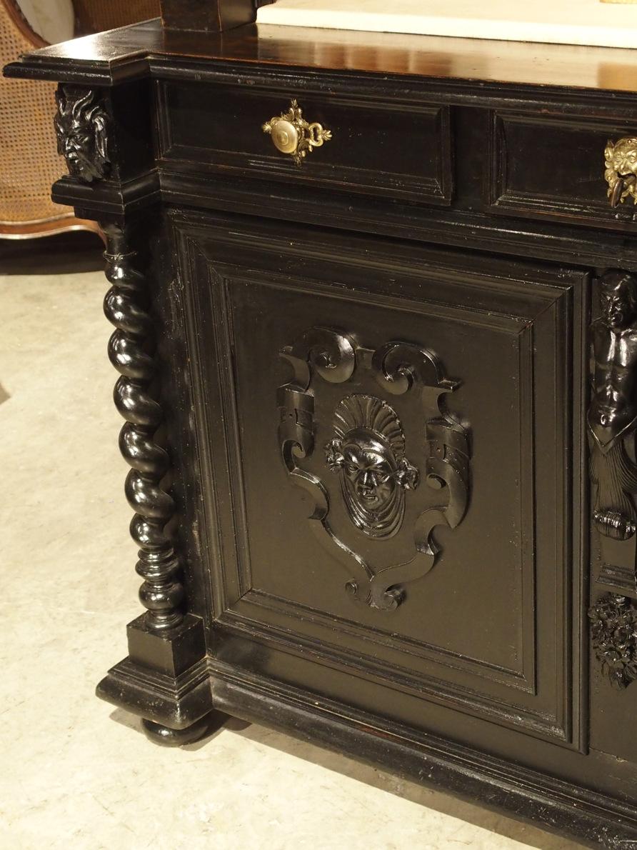 Ebonisierter französischer offener Bücherschrank Napoleon III mit gedrechselten Säulen, um 1860 im Zustand „Gut“ in Dallas, TX