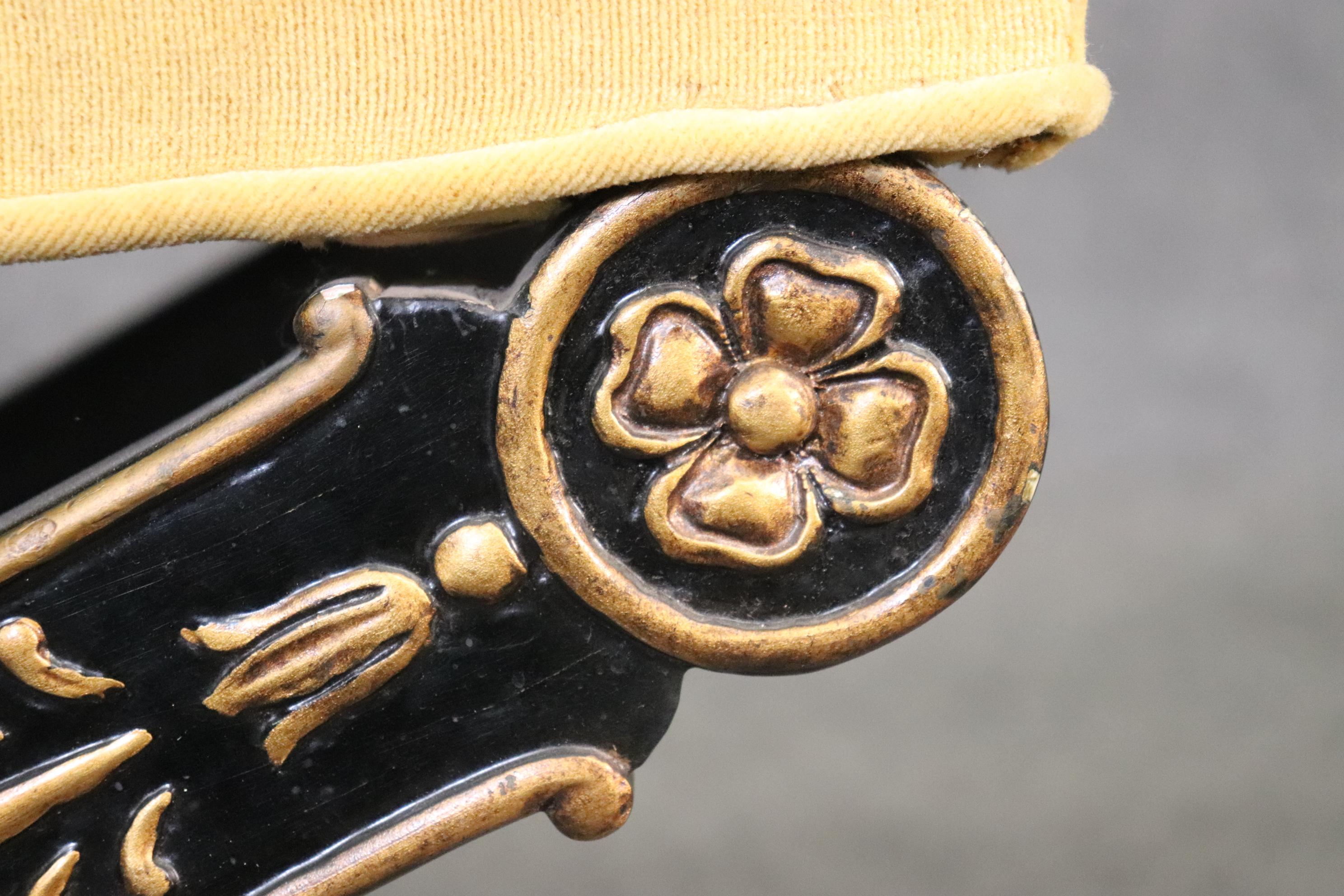 Ebonized Gilded French Directoire Style X Benches Stools Circa 1950 6