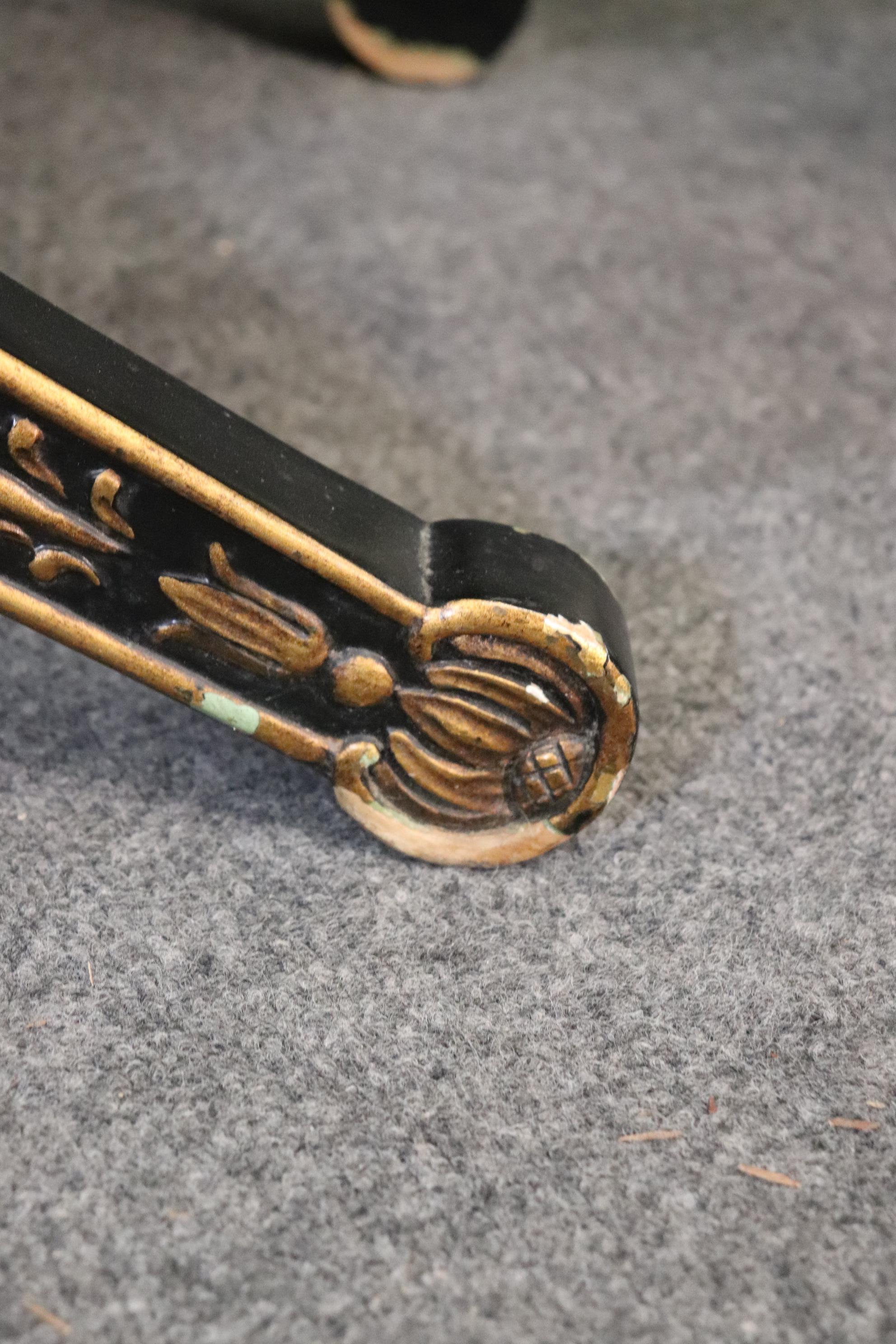 Ebonized Gilded French Directoire Style X Benches Stools Circa 1950 7