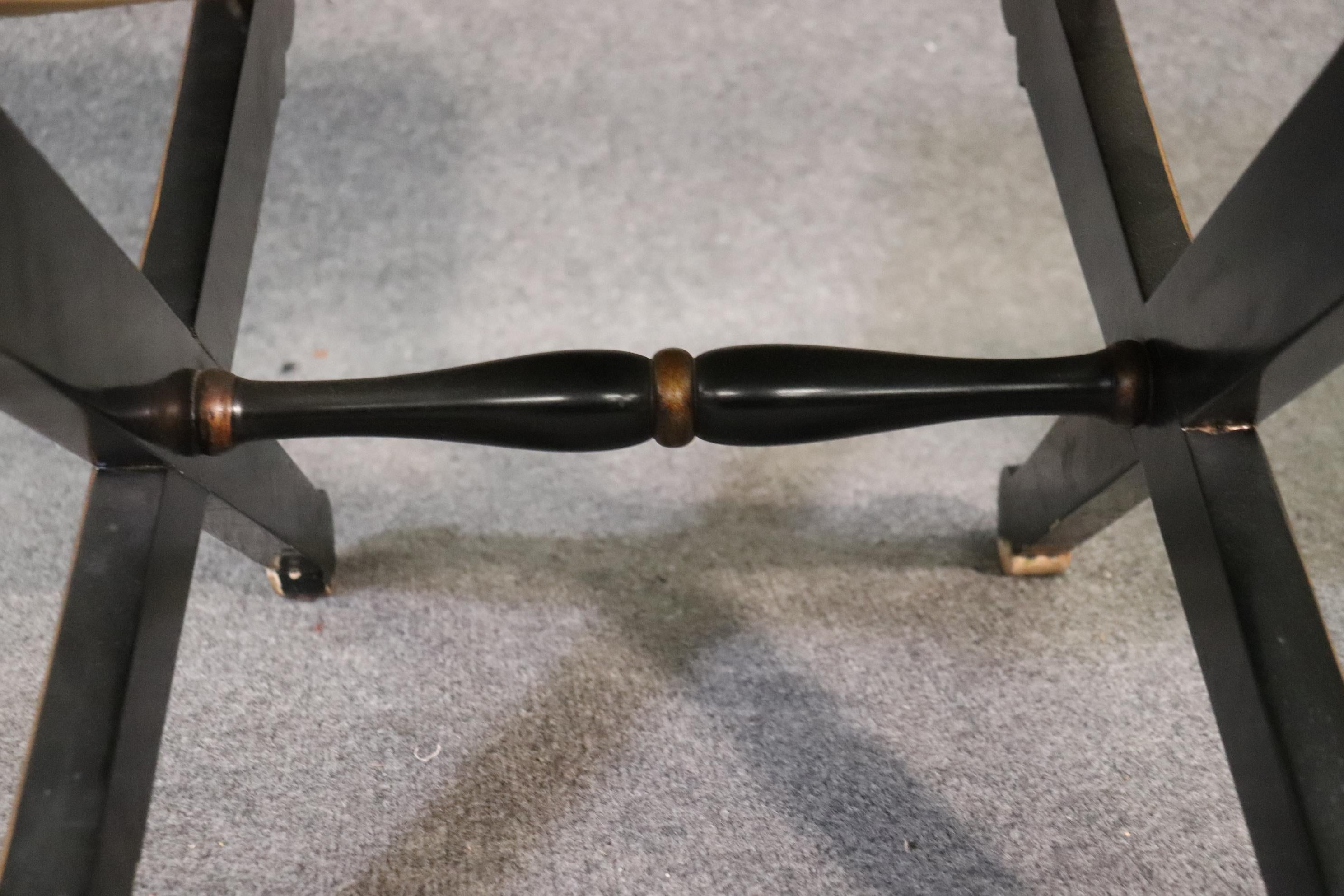 Ebonized Gilded French Directoire Style X Benches Stools Circa 1950 8