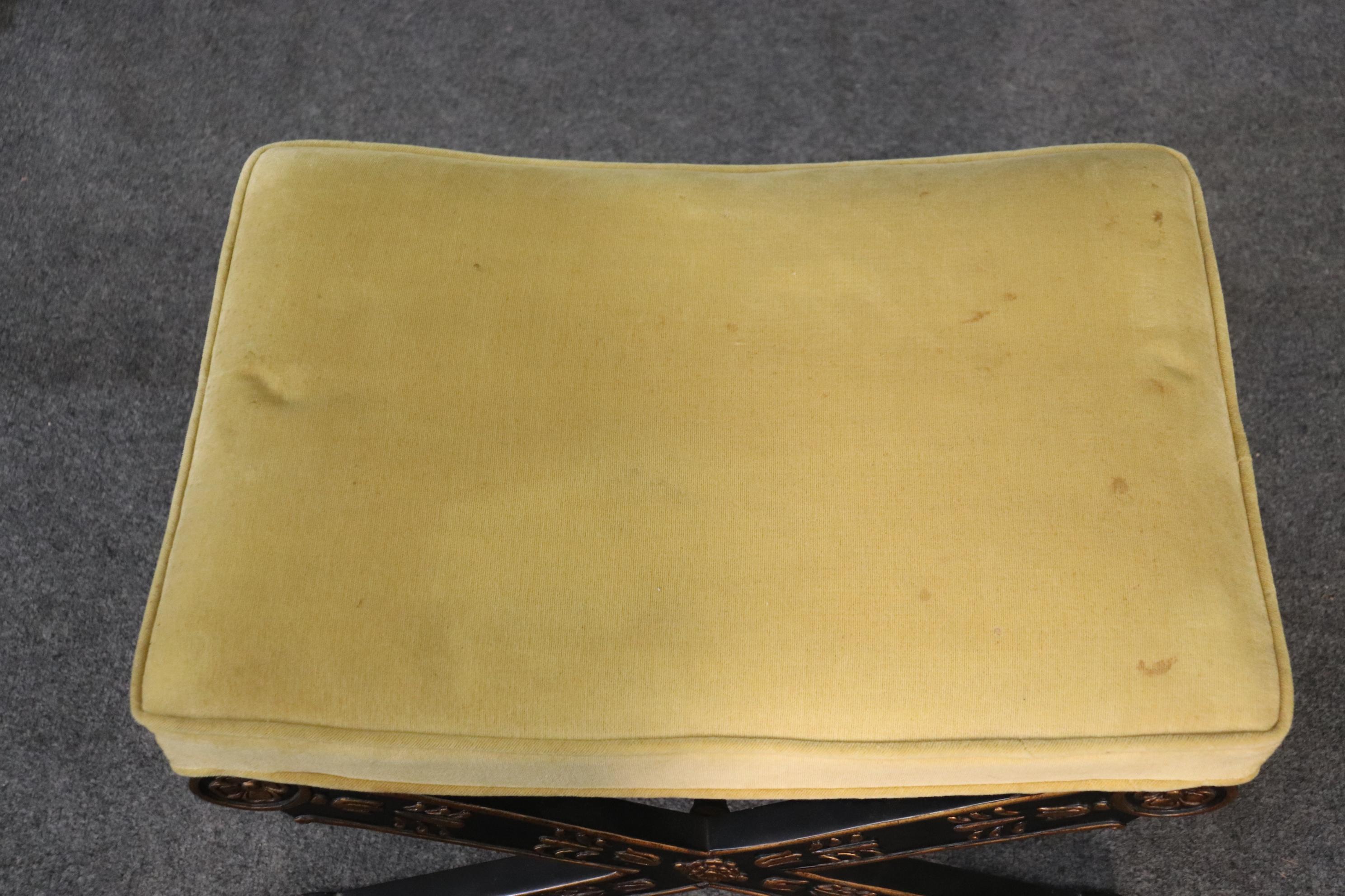 Ebonized Gilded French Directoire Style X Benches Stools Circa 1950 2